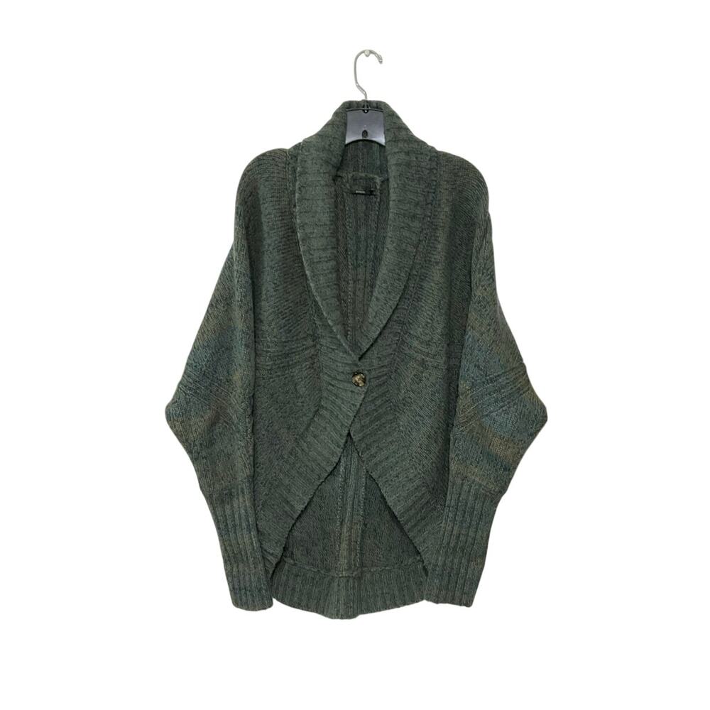 PrAna Single Button Green Cocoon Wool Blend Knit Cardigan Sz Medium Chunky Boho
